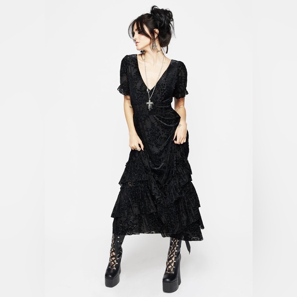 Disturbia Lilias Devoré Tiered Maxi Dress Size US 14 / UK 18 - Picture 3 of 7